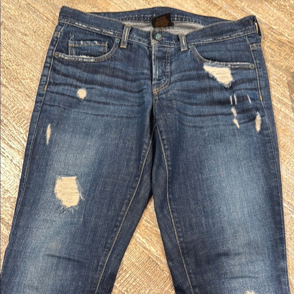 Genetic Denim Blue Boyfriend Jeans with Distressed Details